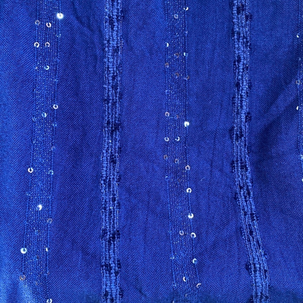Soft Surroundings Kara Shimmer Sequined Tiered S/S Maxi Dress Blue Size LARGE - Picture 5 of 9